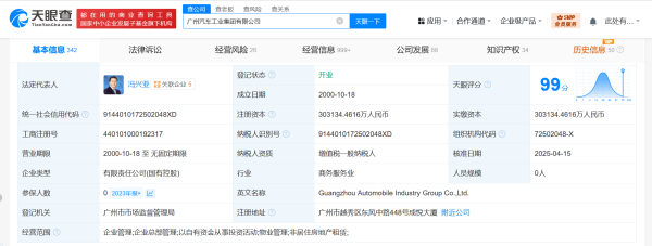 旺润配资 广州汽车工业集团换帅完成工商变更 冯兴亚任广州汽车工业集团董事长