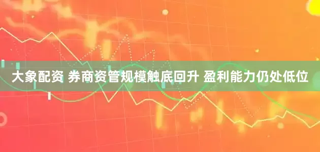 大象配资 券商资管规模触底回升 盈利能力仍处低位